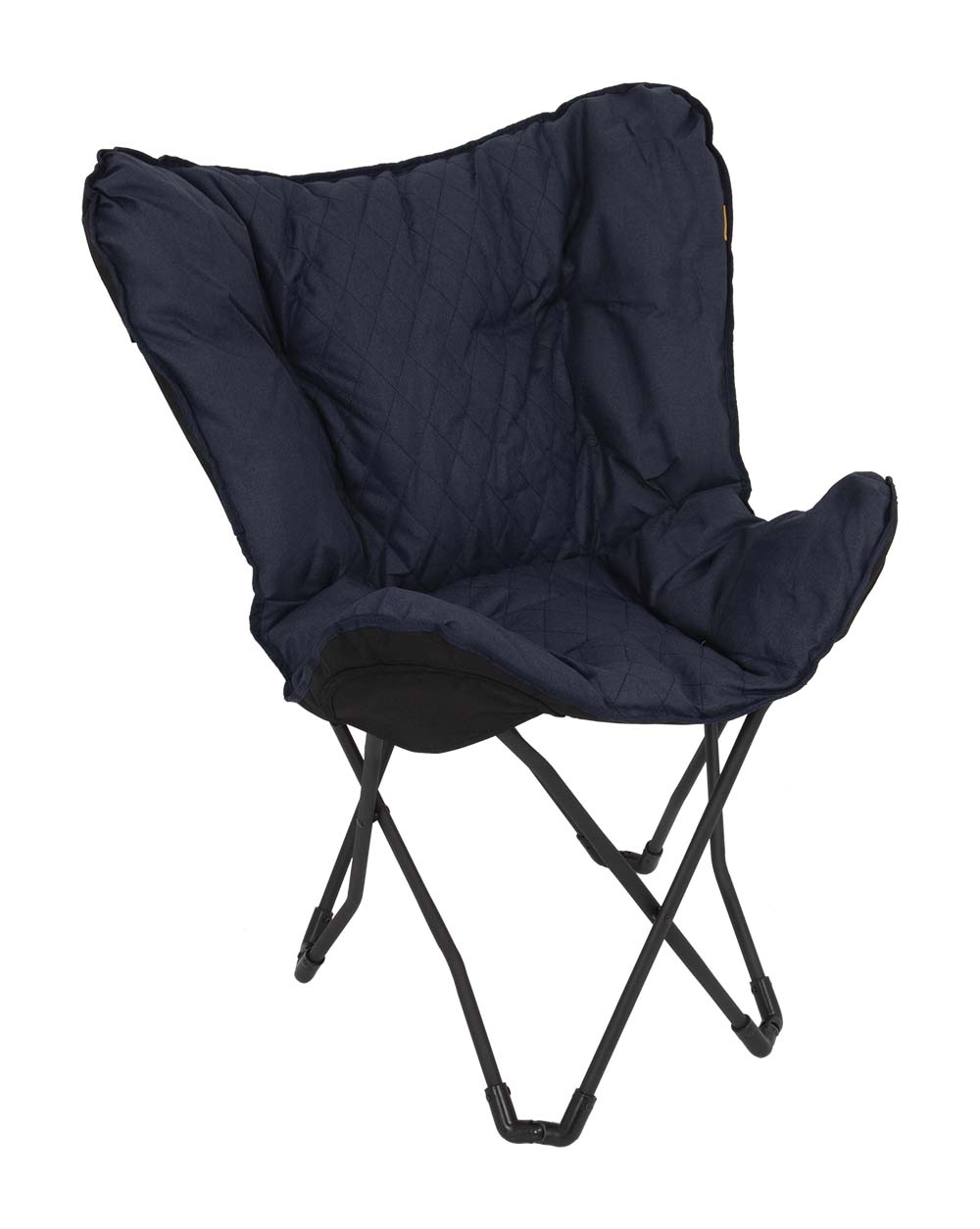 1200330 "A 'must-have' butterfly chair. This luxurious chair has a stitched pattern. Very comfortable because of the padded Cationic fabric and the wide and deep seat. The steel frame is easy to fold, making the chair easy to carry, including carrying bag. An ideal chair for the garden or camping, but also on the balcony and in the living room."