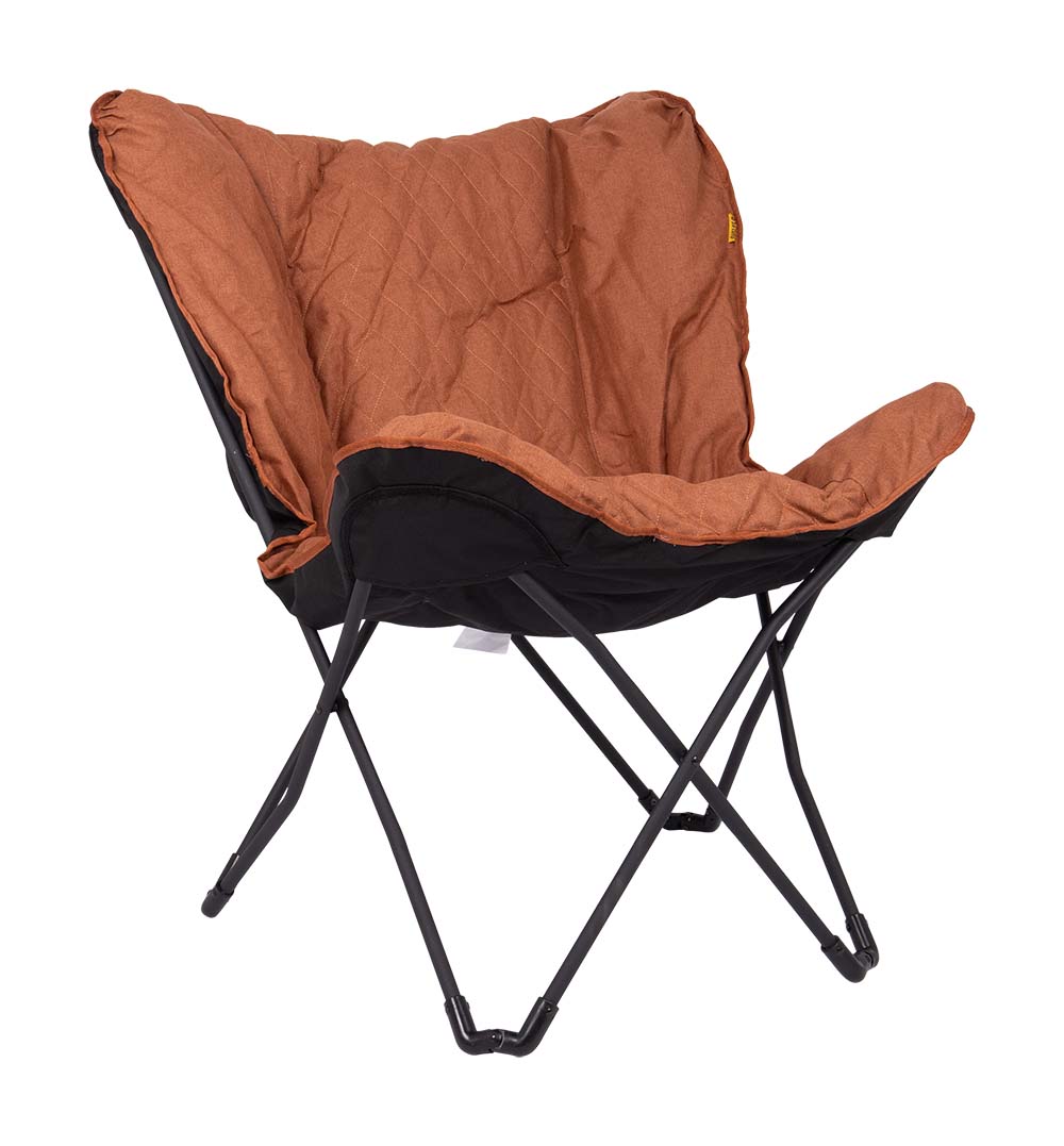 1200331 "An extra large 'must-have' butterfly chair. This luxurious chair has a stitched pattern. Very comfortable because of the padded Cationic fabric and the extra wide and deep seat. The steel frame is easy to fold, making the chair easy to carry, including carry bag. An ideal chair for the garden or camping, but also on the balcony and in the living room."