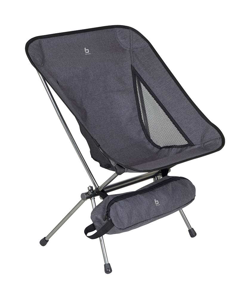1204318 A very sturdy and highly comfortable folding chair. The chair is made of strong materials and has a high quality finish. Once the lightweight aluminium frame is folded, it is very compact. The seat is made of 600D polyester and offers a high level of comfort. Very compact and easy to carry in the included cover.