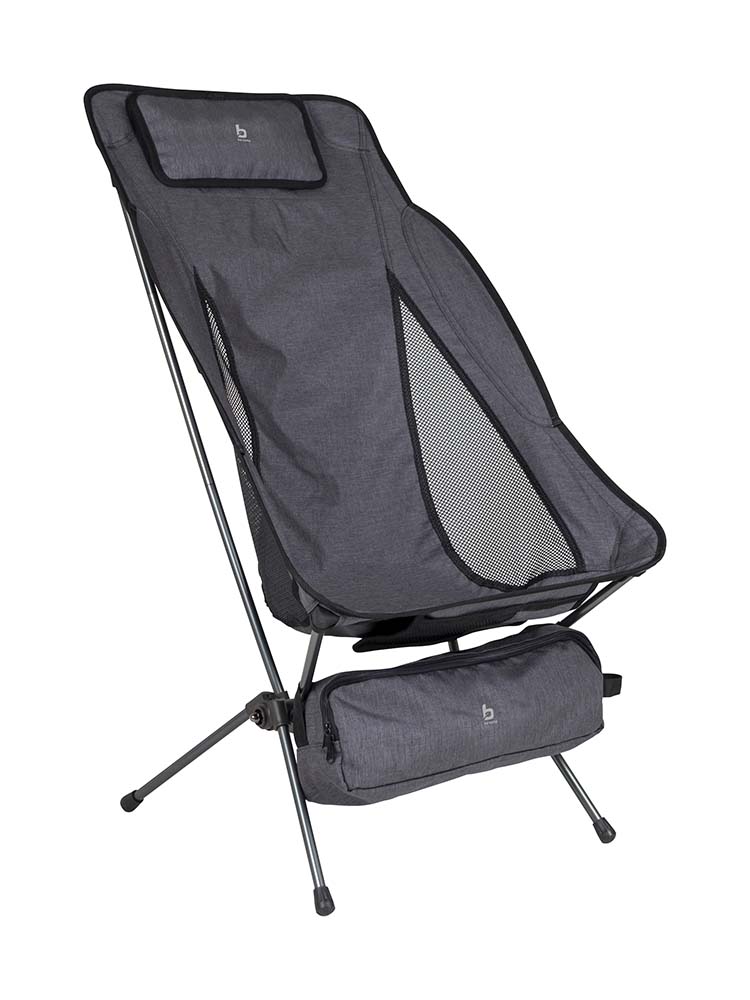 1204320 A very sturdy and highly comfortable folding chair with 2 adjustable positions. The chair is made of strong materials and has a high quality finish. Once the lightweight aluminium frame is folded, it is very compact. The seat is made of 600D polyester and offers a high level of comfort. Very compact and easy to carry in the included cover.