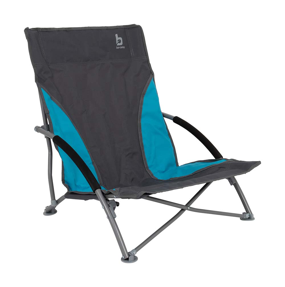 1204779 A compact beach chair. This solid beach chair has comfortable armrests covered with foam rubber. This chair has a sturdy steel frame with a 600 denier polyester fabric coating. Simple to fold and very compact to carry (LxWxH: 54x57x64 cm). Seat depth: 42 centimetres. Maximum load bearing capacity: 80 kilogram.