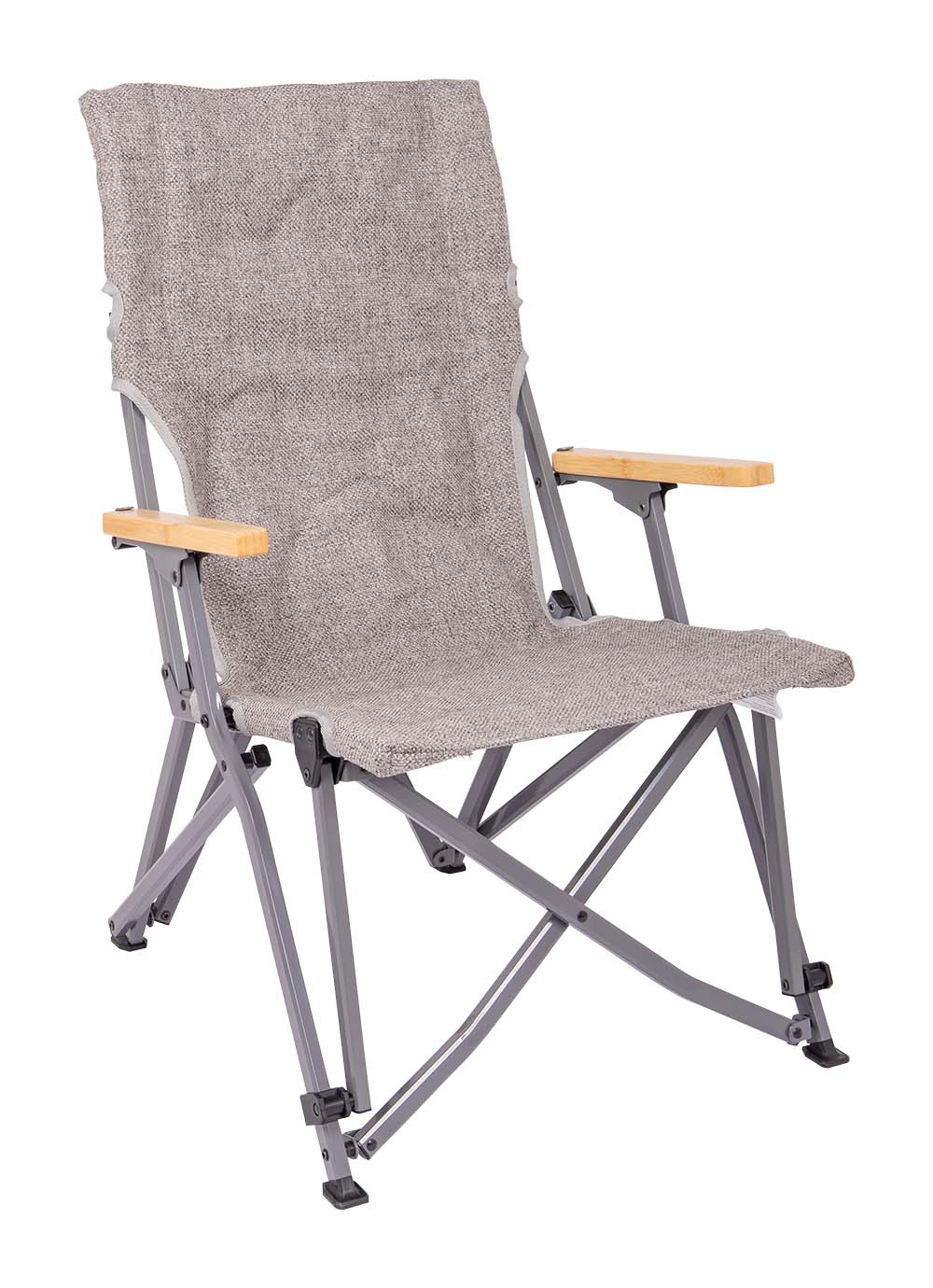 1204810 A comfortable folding chair from the Urban Outdoor collection with bamboo armrests. The upholstery is made of Nika which has a linen look. The dark gray aluminum frame makes the chair easy to fold. Can be used outside in the garden or at the campsite, at home on the balcony or in the living room. Compact and easy to carry in the included carry bag.