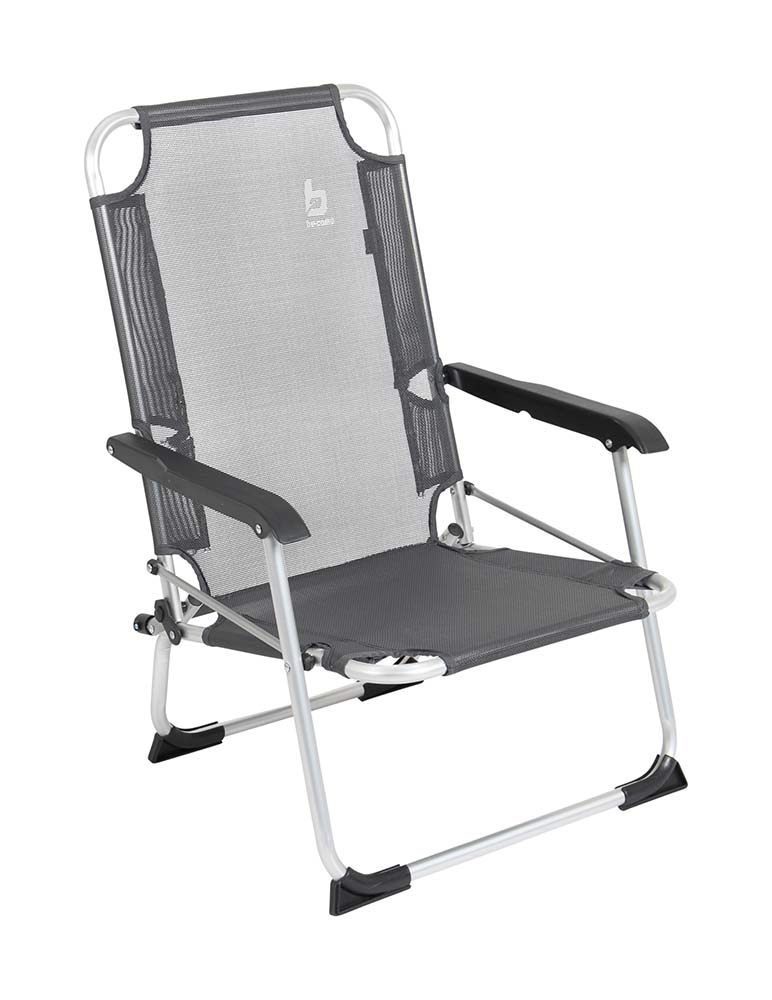 1211913 "A very compact beach chair with a summery look. The classic with proven quality. Equipped with strong textilene upholstery and a lightweight aluminum frame. In addition, this chair is equipped with extra stabilizers and a 'safety-lock' against unwanted folding. Compact to carry."
