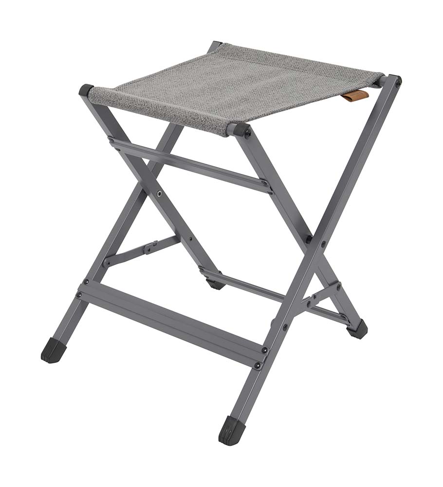 1467310 A sturdy and handy stool. Sturdy and lightweight, made of an aluminium frame with an Oxford polyester linen look seat. Very compact to store.