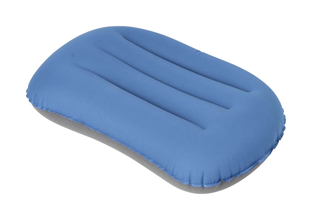 3506636 An inflatable cushion with a soft coating. The cushion is ergonomically shaped. The cushion is also provided with a large filling opening for quick inflation and deflation. By deflating the pillow after use, the pillow can be taken along compactly.