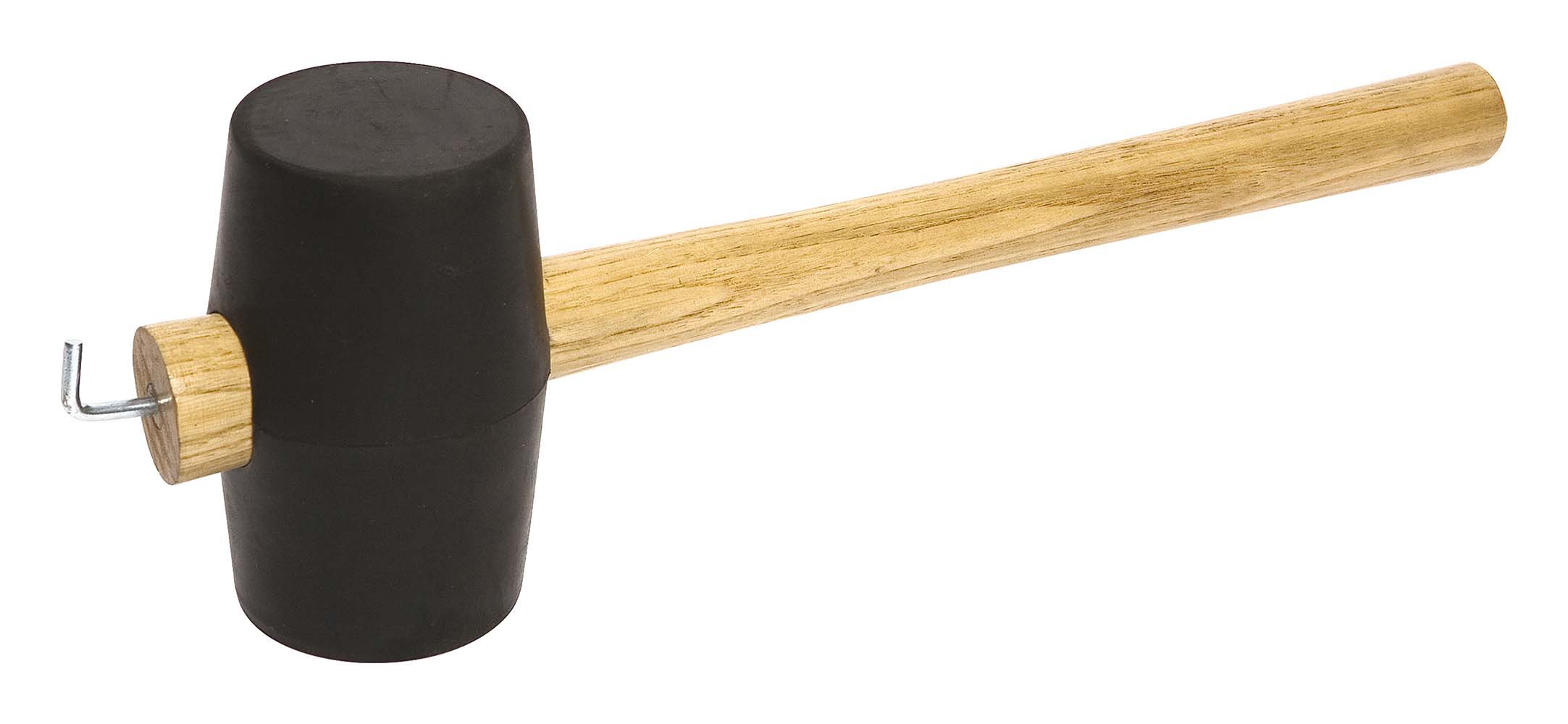 4114776 A solid rubber hammer. Equipped with a wooden handle with a strong reel at the end.
