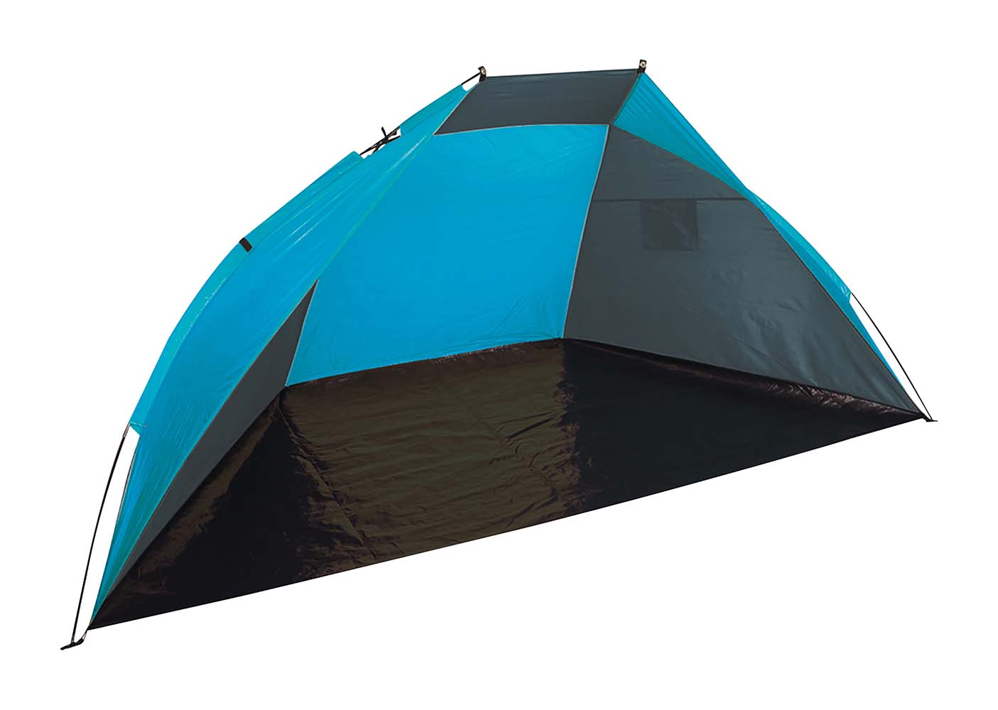 4367649 A compact folding wind shell with large dimensions. Easy to set up in any location. Easy to fold up compact, making it very portable. With a water proof PE ground sail. Supplied with fibre glass poles and pegs.