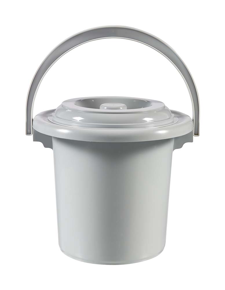 Curver - Toiletemmer met deksel - 5 Liter - Ø 24 cm - Lichtgrijs