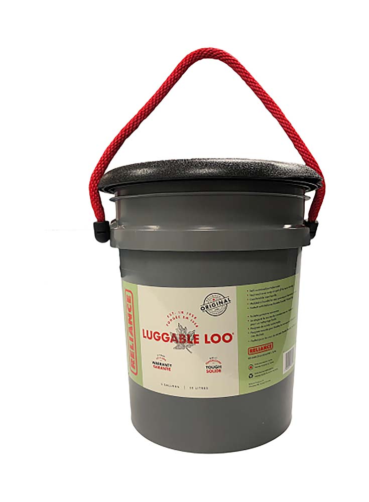5504050 A portable toilet in the form of a toilet. This toilet bucket has a traditional seat with hinges. The toilet also has a lid and a handle to make moving easy. Ideal for use on the way or during camping