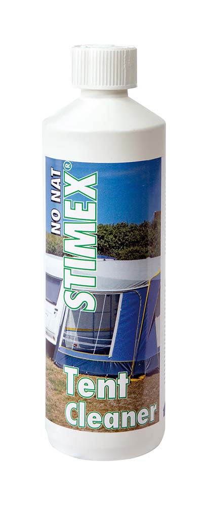 5612705 Stimex Tent Cleaner is an environmentally friendly detergent. Ideal for cleaning tents, umbrellas, awnings, boat sails, chair cushions etc. Seasonal dirt, black and green spots (algae) disappears effortlessly. A vial of concentrate is sufficient for treating approximately 50m2 cloth such as: cotton, Dralon, acrylic, nylon, polyester and PVC coated fabric.