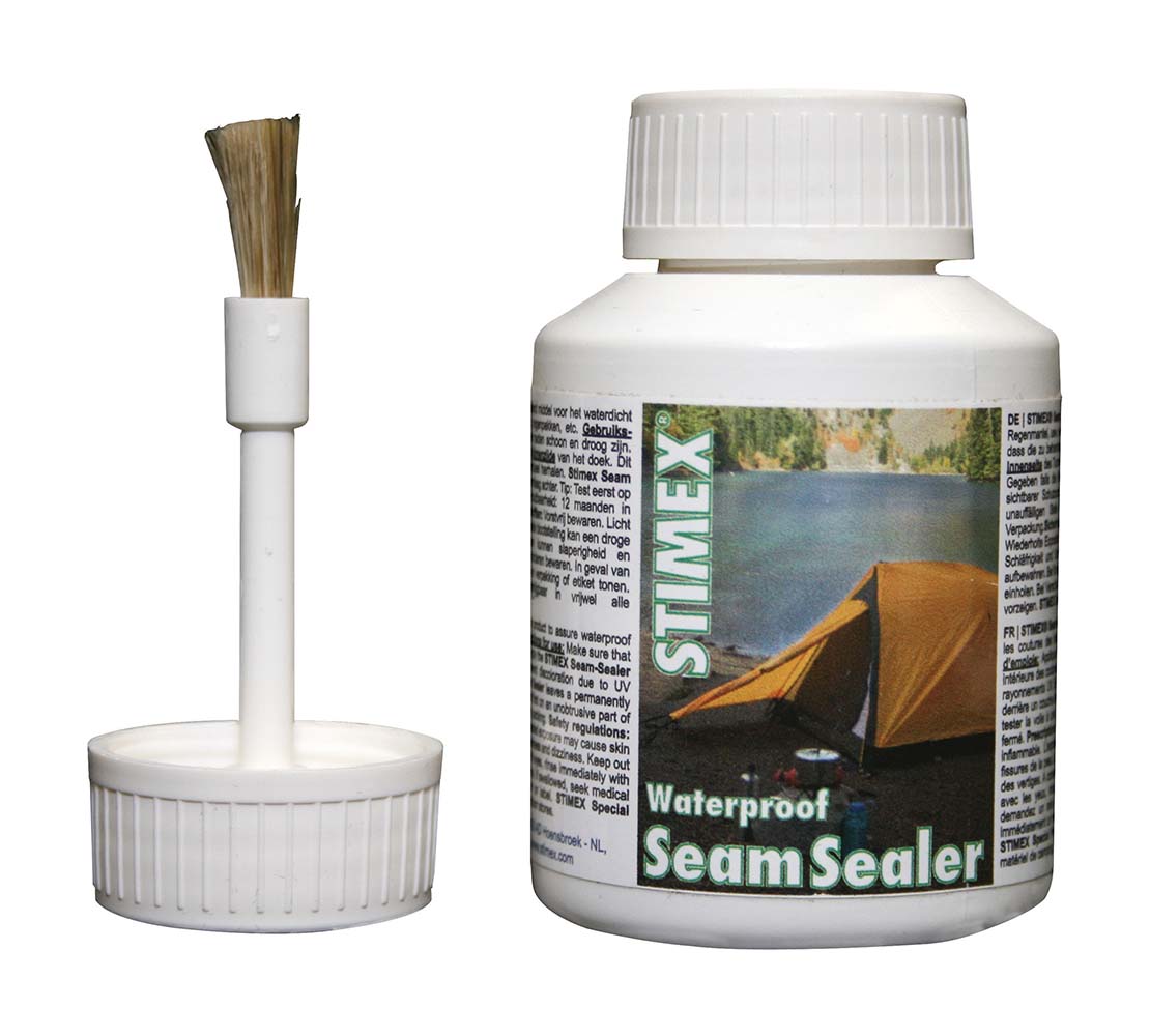 5612715 Stimex Seam Sealer prevents and repairs seams that permeat water quickly and simply. This seam sealant is ideal for water proofing seams in cotton and nylon tents, backpacks, rain clothes, sun awnings, cover sails, etc. The cap of the bottle has a handy brush to apply the seam sealer.