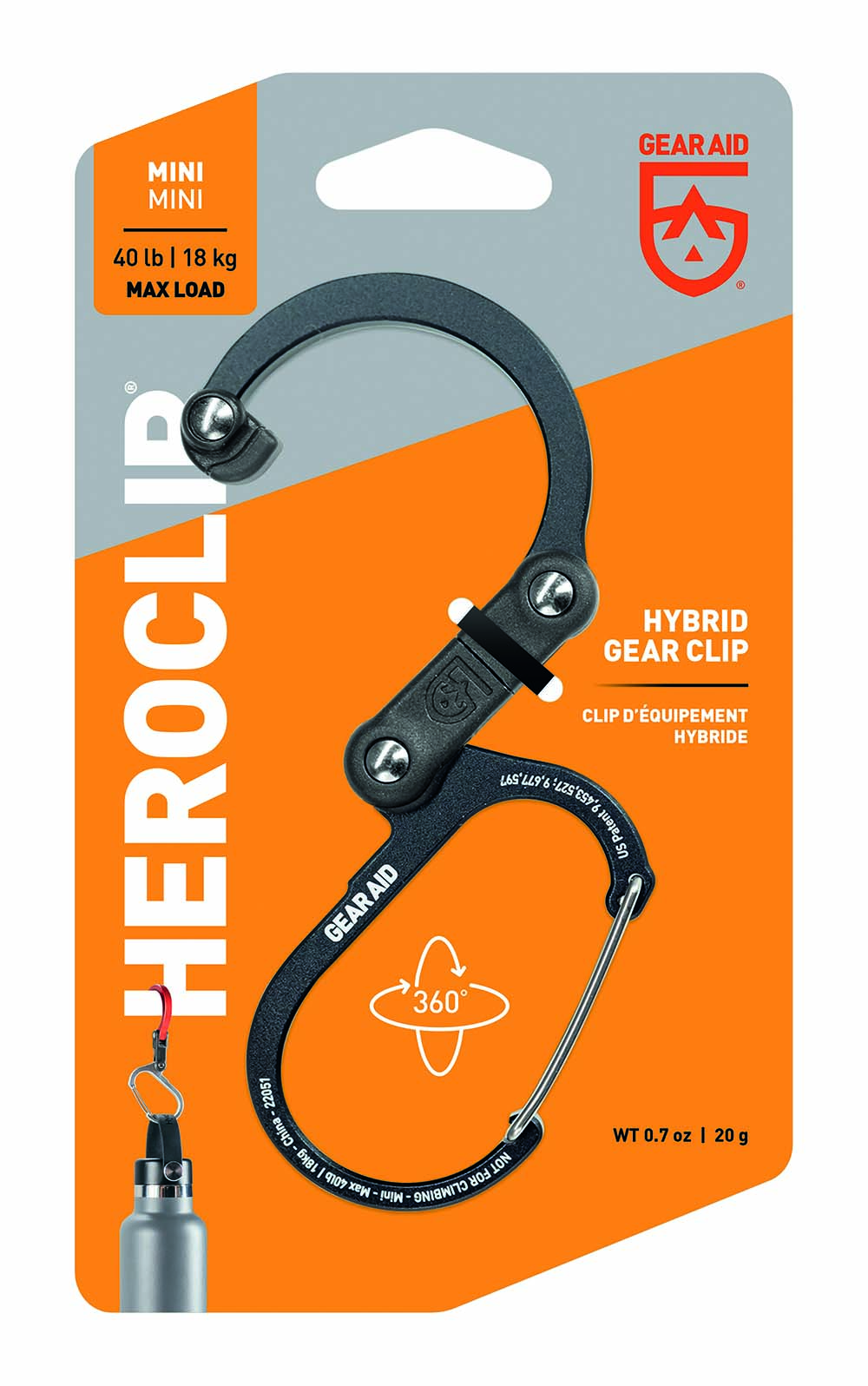 5713090 Haak, hang op of bevestig je uitrusting veilig met de Heroclip. Of je nu op de camping bent, in de garage of onderweg, deze stevige, compacte, draaibare clip zal je favoriete handsfree hulp worden.