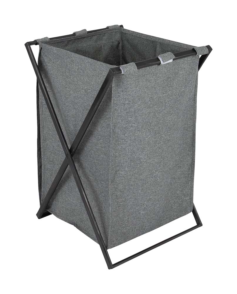 6325552 A stylish laundry bag/storage basket from the Industrial collection. Made of Cationic fabric with a robust look. In addition, the laundry bag has an aluminum frame. Also the lid that can be opened and closed. Ideal for home use, in the bathroom or in a tent.