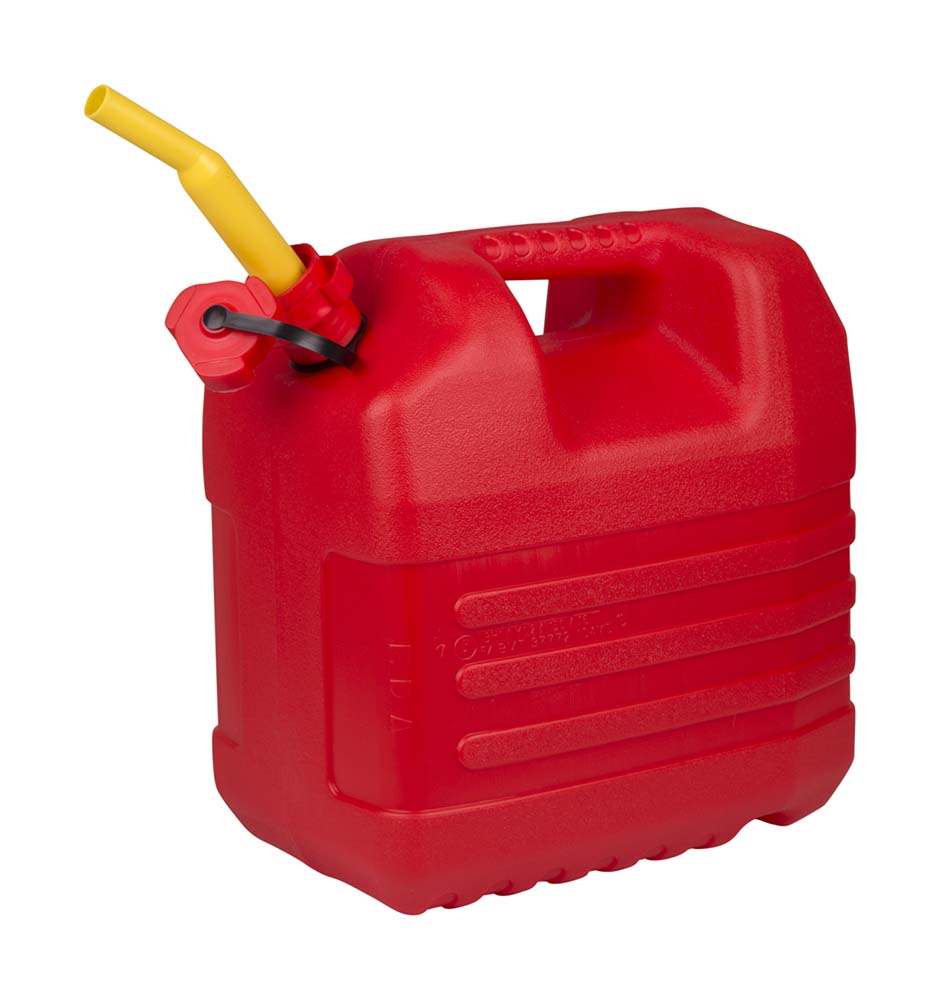 6603767 Solid jerry can with spout. This jerry can is suitable for petrol or other liquids. Easy to use due to the sturdy handle and flexible spout. Closes with screw cap.