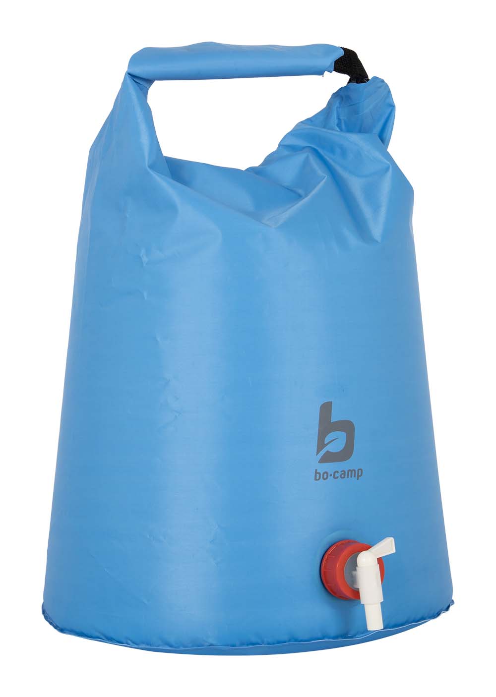 6681200 A sturdy flat folding aqua sac. Ideal for taking on the road or for use at the campsite. After use, the aqua sac can be compactly folded and stored. The water bag has a handy tap and handle at the top to transport the bag. Also the water bag is BPA free.