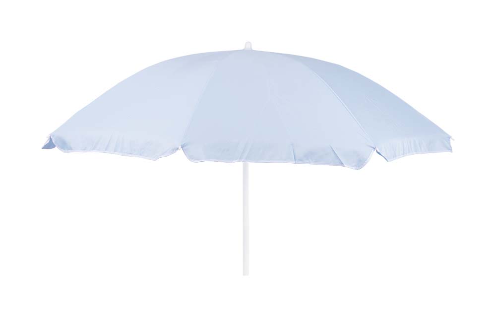 7267237 Een stijlvolle en kleurrijke parasol met stalen frame uit de Pastel collectie. Biedt bescherming tegen schadelijke zonnestraling. De steel is in hoogte verstelbaar, deelbaar en voorzien van een knikarm zodat het doek richting de zon kan worden gebogen. De steel van de parasol heeft een diameter van 25 millimeter.