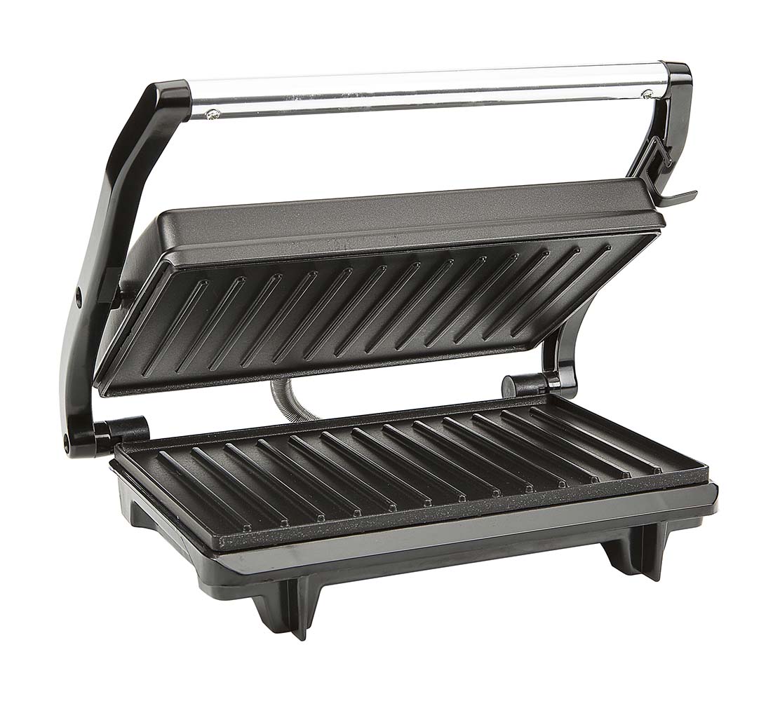 8500642 "An ideal compact contact grill for preparing grilled sandwiches, meat, fish and panini's. The floating  lid adjusts automatically to the height of the food. The baking plates are equipped with a durable nonstick coating, making them easy¬-to-clean. This contact grill has a power of 700 watts."